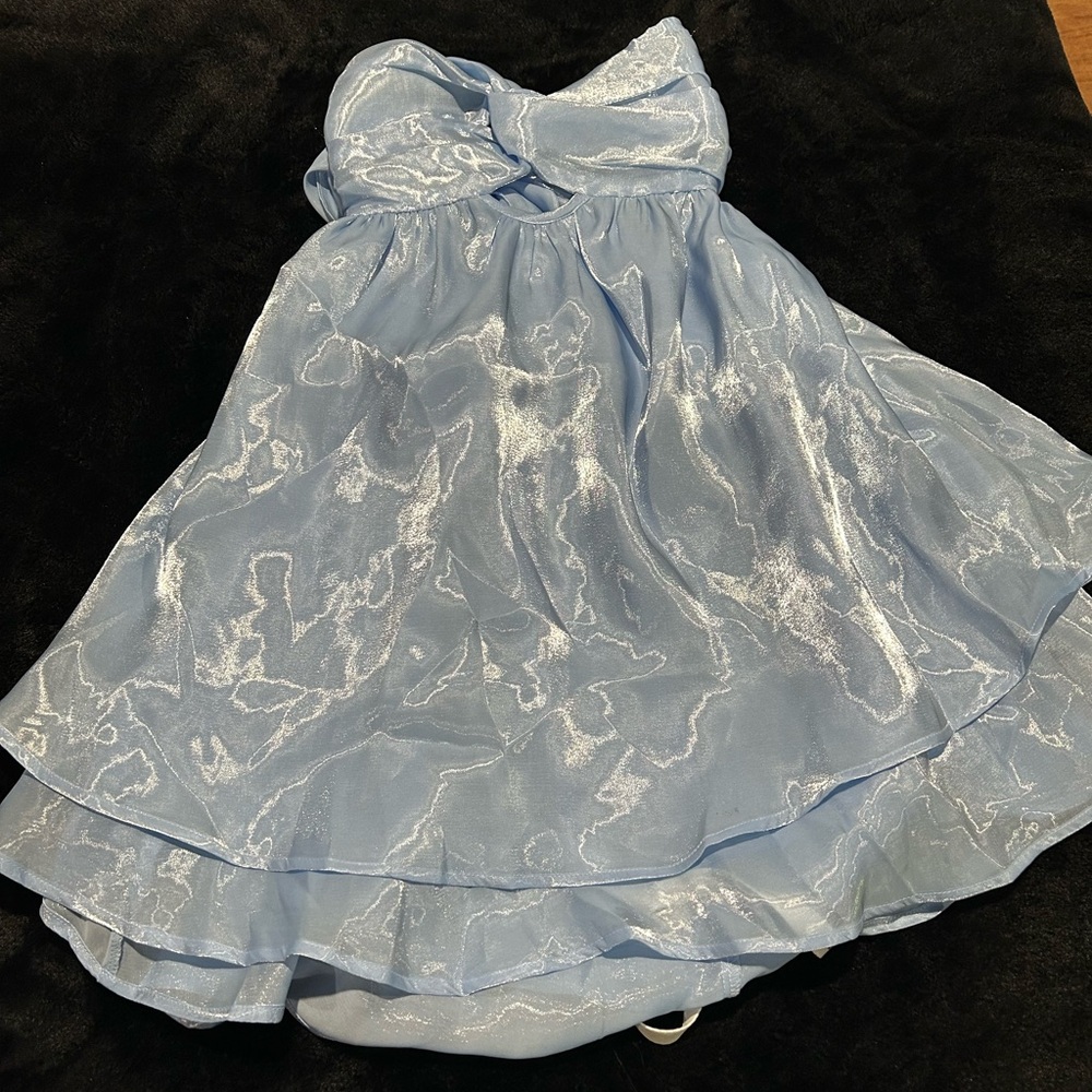 Elegant Blue Strapless Dress
